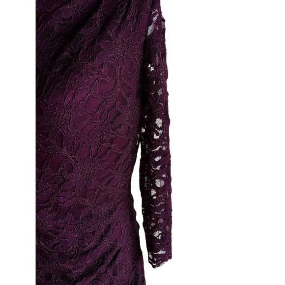Taylor Womens Long Sleeve Cocktail Zip Detail Lace Sheath Dress Burgundy Sz 8 - Picture 5 of 11